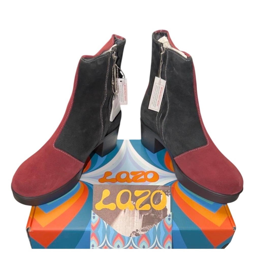 Lazo Siren Boots Suede Rhodolite Red Obsidian Black US Women 9.5 / Men 8 NIB